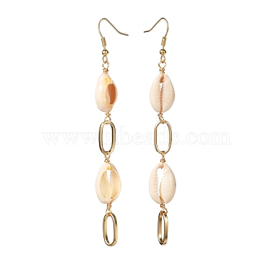 Natural Shell with Oval Ring Dangle Earrings for Girl Women(EJEW-JE04662)-3