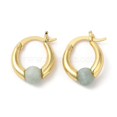 Pendientes de aro con cuentas redondas de jade natural de Malasia(EJEW-A099-03G-05)-2