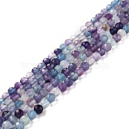 Natural Fluorite Beads Strands, Round, Faceted, Grade AA, 4mm, Hole: 0.8mm, about 91pcs/strand, 15.55''(39.5cm)(X-G-K315-B01)