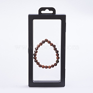 Plastic Frame Stands, with Transparent Membrane, For Ring, Pendant, Bracelet Jewelry Display, Rectangle, Black, 196x90x20mm(ODIS-P005-03-B)