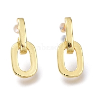 Brass Half Hoop Earrings, with Steel Pin and Plastic Ear Nuts, Long-Lasting Plated, Letter O, Real 18K Gold Plated, 22x9.2x6.6mm, Pin: 0.7mm(EJEW-H104-13G)