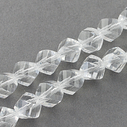 Glass Bead Strands, Faceted, Twist, Clear, 8x7~8x8mm, Hole: 1mm(GLAA-R042-8x8mm-15)