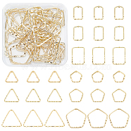 Elite 36Pcs 9 Style Alloy Pendants, Triangle & Pentagon & Rectangle Ring, Light Gold, 18~34x14~34.5x1.5~2mm, Hole:1.2~1.4mm, 36pcs/box(FIND-PH0003-98)