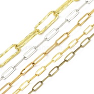 Brass & Stainless Steel Paperclip Chains, Drawn Elongated Cable Chains, Mixed Color, 9~22x3.5~7.5x0.5~1.8mm(CHS-XCP0001-05)