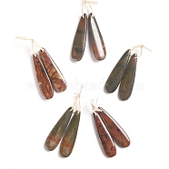 Natural Picasso Jasper Pendants, for Jewelry Making, Teardrop, 45~45.5x12~12.5x4~4.5mm, Hole: 1mm(X-G-G827-03A)