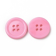 Resin Buttons, Dyed, Flat Round, Pink, 20x3mm, Hole: 2mm, 195pcs/bag(RESI-D030-20mm-05)
