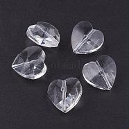 Transparent Glass Beads, Faceted, Heart, Clear, 14x14x8~9mm, Hole: 1~1.2mm(GLAA-K022-05A)