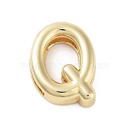 Rack Plating Brass Beads, Cadmium Free & Lead Free, Long-Lasting Plated, Real 18K Gold Plated, Letter Q, 14x11x4.5mm, Hole: 1.5x10.5mm(KK-A208-10Q)