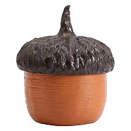 Resin Acorn Shape Storage Jar Sculpture, for Home Garden Ornament, Saddle Brown, 99.5x120mm(DJEW-WH0001-37)