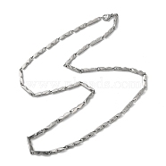 201 Stainless Steel Grooved Bar Link Chain Necklaces for Men Women, Stainless Steel Color, 21.81 inch(55.4cm)(NJEW-G112-01P)