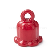 Spray Painted Alloy Charms, Lily of the Valley Charm, Red, 9x7.5mm, Hole: 1.6mm(FIND-C021-01F)