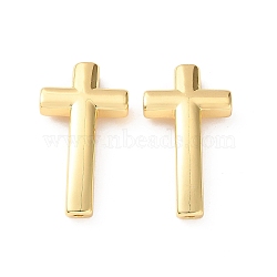 Brass Beads, Cadmium Free & Lead Free, Rack Plating, Long-Lasting Plated, Real 18K Gold Plated, Cross, 29x15x3.5mm, Hole: 1mm(KK-CBA03AF-03A-G)