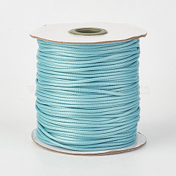 Eco-Friendly Korean Waxed Polyester Cord, Cyan, 0.8mm, about 174.97 yards(160m)/roll(YC-P002-0.8mm-1124)
