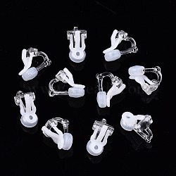 Plastic Clip-on Earring Findings, with Comfort Plastic Earring Pads, Clear, 17.5x9mm, Hole: 1mm(X-FIND-R039-04)