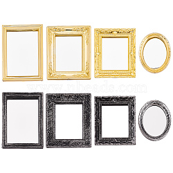 8Pcs 8 Style Miniature Retro Plastic Mirrors, for Dollhouse Wall Decoration, Rectangle/Oval, Mixed Patterns, 4.8~7.7x3.9~6.5x0.5~0.7cm, 1pc/style(MJEW-CP0001-01)