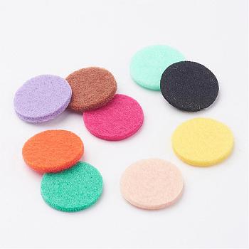 Fibre Perfume Pads, Essential Oil Diffuser Locket Pads, Flat Round, Colorful, 22.5x3mm, about 9pc/bag