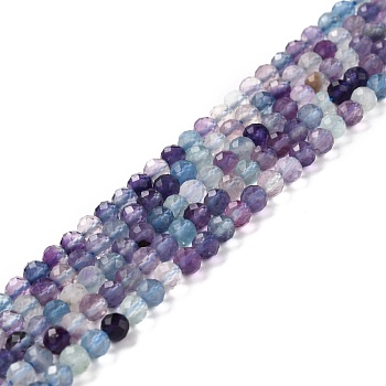 Natural Fluorite Beads Strands, Round, Faceted, Grade AA, 4mm, Hole: 0.8mm, about 91pcs/strand, 15.55''(39.5cm)