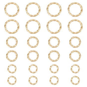60Pcs 3 Sizes 304 Stainless Steel Jump Rings, Open Jump Rings, Twisted Ring, Golden, 6~10x1~1.3mm, Inner Diameter: 4~8mm, 20pcs/size