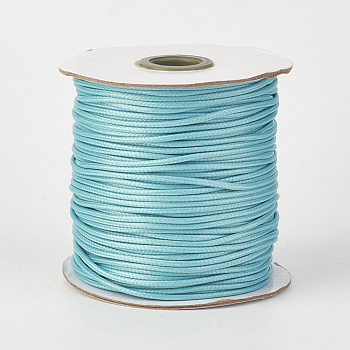 Eco-Friendly Korean Waxed Polyester Cord, Cyan, 0.8mm, about 174.97 yards(160m)/roll