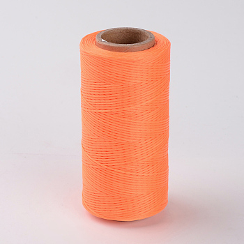 Flat Waxed Polyester Cords, Coral, 1x0.3mm, about 284.33 yards(260m)/roll