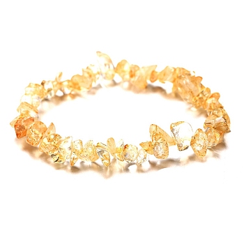 Synthetic Citrine Chips Beaded Stretch Bracelet for Women, 6-3/4~8-5/8 inch(17~22cm)