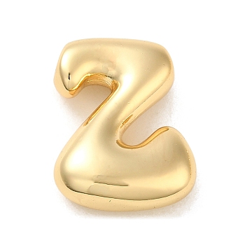 Brass Pendant, Real 18K Gold Plated, Letter Z, 23x17x7mm, Hole: 2.9x1.7mm