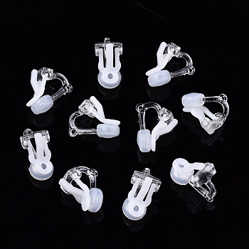 Plastic Clip-on Earring Findings, with Comfort Plastic Earring Pads, Clear, 17.5x9mm, Hole: 1mm