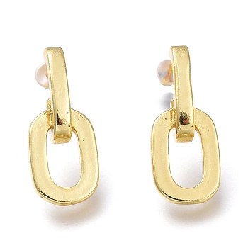 Brass Half Hoop Earrings, with Steel Pin and Plastic Ear Nuts, Long-Lasting Plated, Letter O, Real 18K Gold Plated, 22x9.2x6.6mm, Pin: 0.7mm