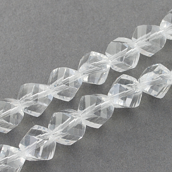 Glass Bead Strands, Faceted, Twist, Clear, 8x7~8x8mm, Hole: 1mm