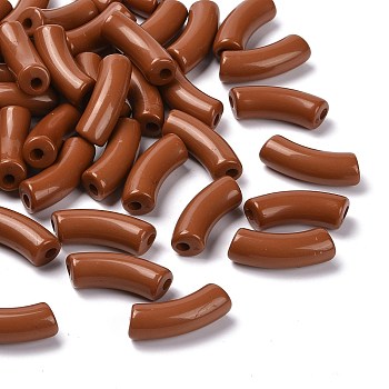 Opaque Acrylic Beads, Curved Tube, Sienna, 34.5x13x11mm, Hole: 3.5mm