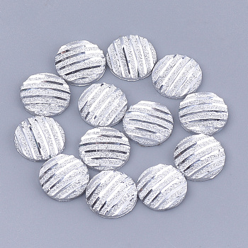 Resin Cabochons, Flat Round, Silver, 12x3~3.5mm