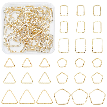 Elite 36Pcs 9 Style Alloy Pendants, Triangle & Pentagon & Rectangle Ring, Light Gold, 18~34x14~34.5x1.5~2mm, Hole:1.2~1.4mm, 36pcs/box