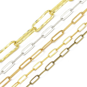 Brass & Stainless Steel Paperclip Chains, Drawn Elongated Cable Chains, Mixed Color, 9~22x3.5~7.5x0.5~1.8mm