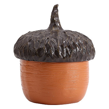 Resin Acorn Shape Storage Jar Sculpture, for Home Garden Ornament, Saddle Brown, 99.5x120mm