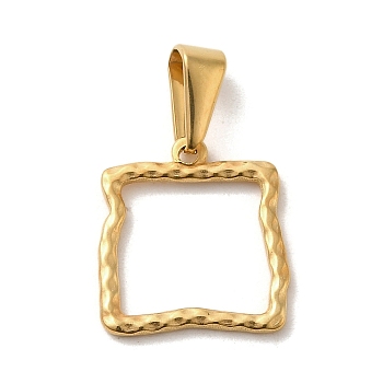 Vacuum Plating 304 Stainless Steel Pendants, Square Charm, Golden, 17x15.5x1.5mm, Hole: 3x8mm