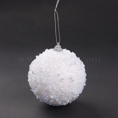 boule de noel mousse & plastique imitation perle pendentif décoration(FIND-G056-01D)-4