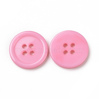 20mm Pink Flat Round Resin 4-Hole Button