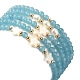 5Pcs 5 Style Natural Dyed White Jade & Pearl & Shell Star Beaded Stretch Bracelets Set(BJEW-JB09495-05)-4