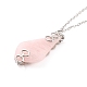 Розовый кварц кулон ожерелье(NJEW-E154-07P)-3