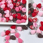 Opaque Resin Pendants, Strawberry Charm, with Platinum Iron Loops, Mixed Color, 14x8.5x6.5mm, Hole: 2mm(FIND-Z104-03P)