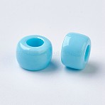 European Resin Large Hole Beads, Barrel, Sky Blue, 8x5~6mm, Hole: 4mm, about 200pcs/50g(X-RESI-WH0002-06A)