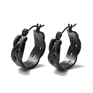 304 Stainless Steel Wide Chunky Hoop Earrings for Women, Electrophoresis Black, 22x19x7mm, Pin: 0.7mm(EJEW-P197-04EB)
