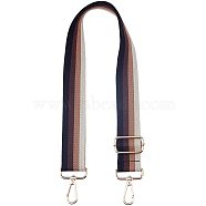 Adjustable Canvas Bag Handles, with Alloy Swivel Clasps, for Bag Straps Replacement Accessories, Stripe Pattern, Champagne Yellow, Gold, Black, 72~130x3.8x0.3cm, Alloy Swivel Clasps: 6x4.6x0.8cm(FIND-WH0053-49KCG-B)