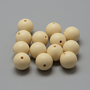 Food Grade Eco-Friendly Silicone Beads, Chewing Beads For Teethers, DIY Nursing Necklaces Making, Round, Moccasin, 14~15mm, Hole: 2mm(X-SIL-R008C-11)