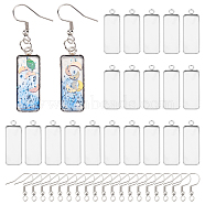 DIY Dangle Earring Making, with 304 Stainless Steel Pendant Cabochon Settings and 304 Stainless Steel Earring Hooks, Rectangle, Stainless Steel Color, Tray: 10x25mm, 30x11x2mm, Hole: 2mm, 20x19x3mm, Hole: 2mm, Pin: 0.7mm(DIY-UN0001-24P)