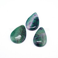 Natural Gemstone Pendants, teardrop, Agate, 30~34x20~23x5~6mm, Hole: 1.5mm(G-J305-21)