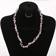 Natural Amethyst Chip Beaded Necklaces for Women, with Alloy End Chains, Platinum, 17.72 inch(45cm)(FS-WG9F5E2-08)