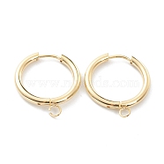 201 Stainless Steel Huggie Hoop Earring Findings, with Horizontal Loop and 316 Surgical Stainless Steel Pin, Real 24K Gold Plated, 24x21x2.5mm, Hole: 2.5mm, Pin: 1mm(STAS-P283-01H-G)