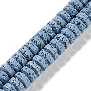 Synthetic Lava Rock Dyed Beads Strands, Rondelle, Light Steel Blue, 8~8.5x4mm, Hole: 0.7mm, about 90pcs/strand, 14.96''(38cm)(G-H311-09-07)