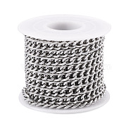 Aluminium Curb Chains, Unwelded, with Spool, Platinum, 7x5x1.5mm, about 16.40 Feet(5m)/Roll(CHA-TAC0005-01S)